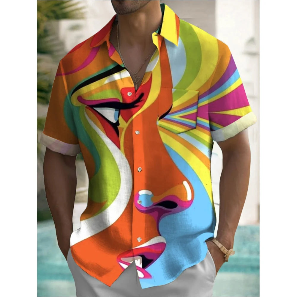 Men's Shirt Summer Casual Fashion Short Sleeved Shirt For Men Loose Breathable Hawaiian Shirt Man Casual Men's Clothing Top