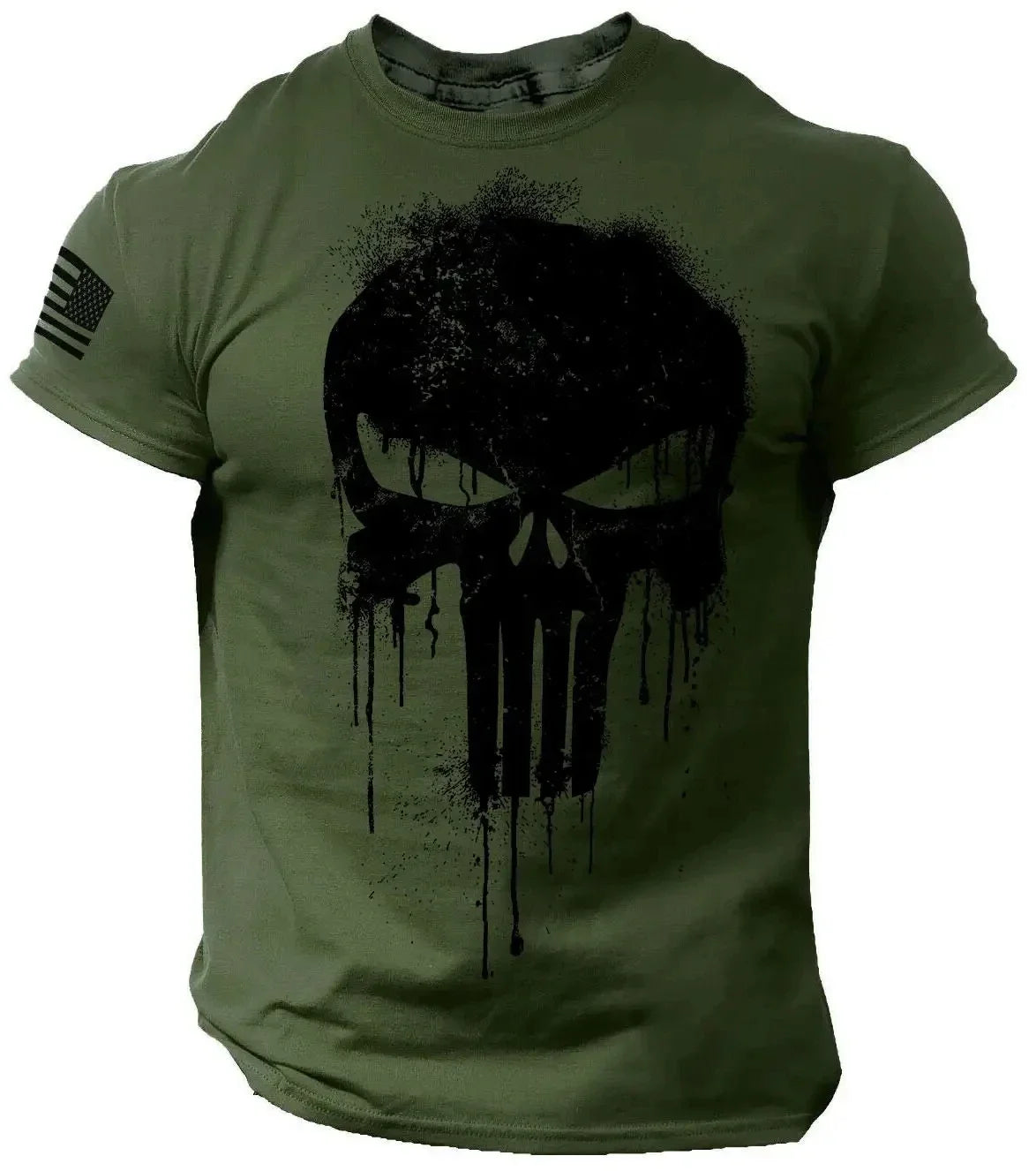 Men's T shirt for men 3D Print Military Patriotic Skull Dropped Oversized T Shirt Short-Sleeved Sportswear Men Fitness Clothing