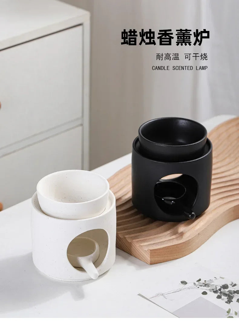 3-in-1 Candle Essential Oil Ceramic Craft Incense Lamp Candleholder Aromatherapy Burner Suitable for Home, Office, Wedding