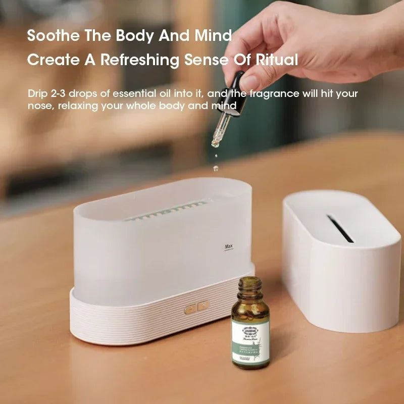Perfume Humidifier Simulation Flame Aromatherapy Diffuser LED Ultrasonic Air Humidifier Creative Gift Essential Oil Flame Lamp