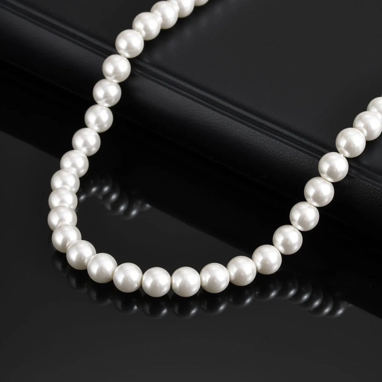 Pearl Necklace for Men,Simple Handmade Strand Bead Collars,Trendy Wedding Banquet Jewelry