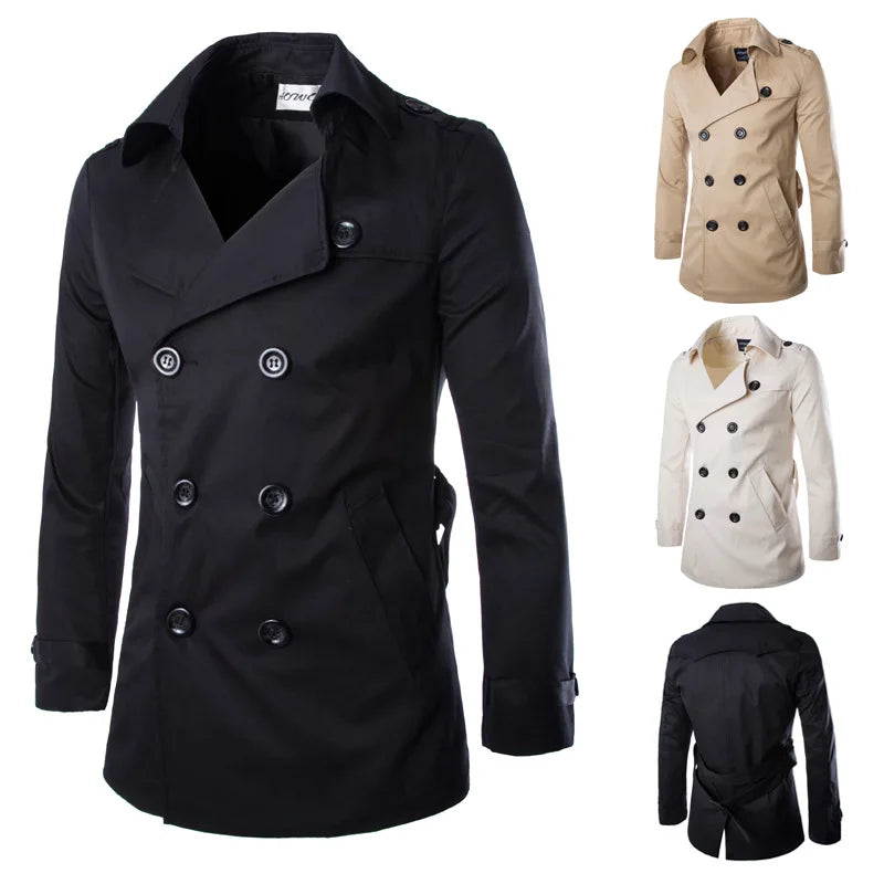 New Mens Coats Windbreaker Cotton Double-breasted Boutique Coat British Temperament Jackets for Men
