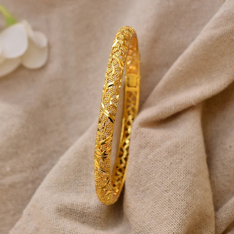 Luxury Vintage Gold Plated Bangles For Women Girls  Arabia Bridal Wedding Jewelry Gifts