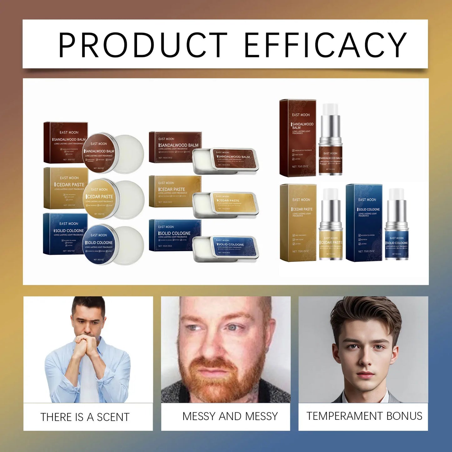 Men Sandalwood Balm Series Lasting Scent Keep Fresh Dating Flirting Improve Temptation Portable Body Light Fragrance Solid Balms