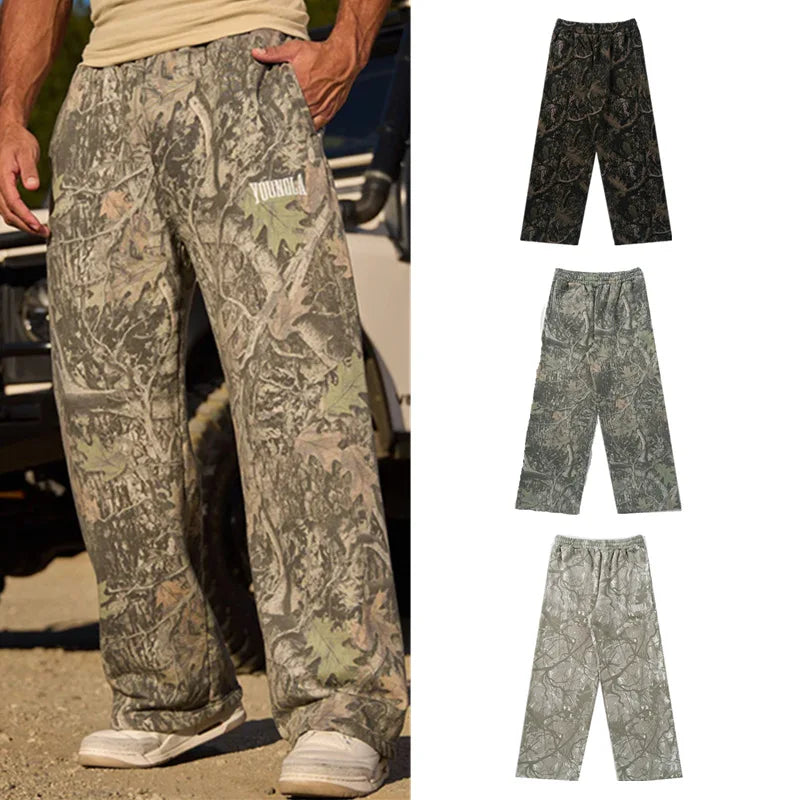 Men's pants New style Spring American digital camouflage print sports fitness Trousers loose and versatile wide-leg pants Man