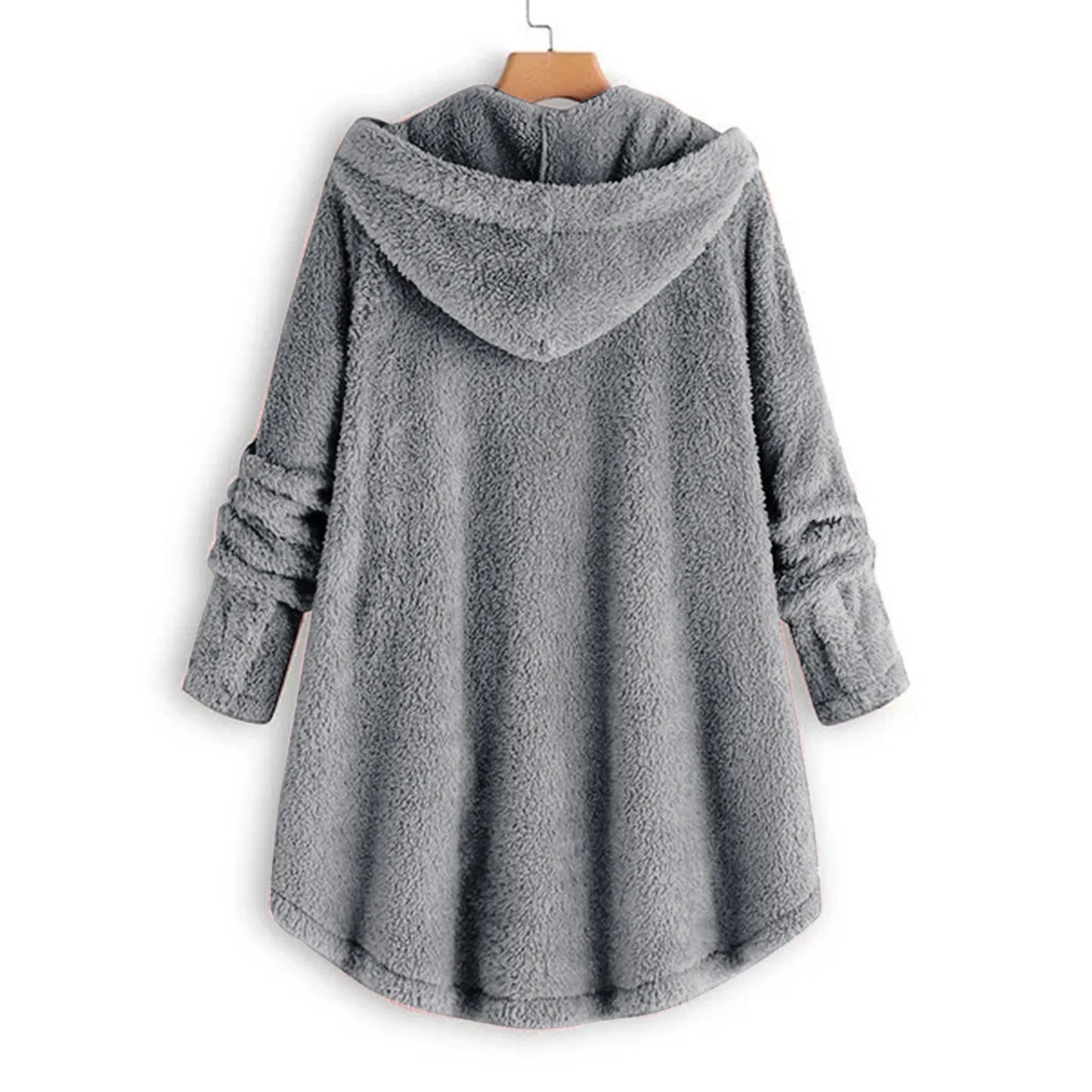 Women's Coat Winter Coat Fashion Plush Pocket Irregular Long Sleeve Keep Cat Ears Warm Coat