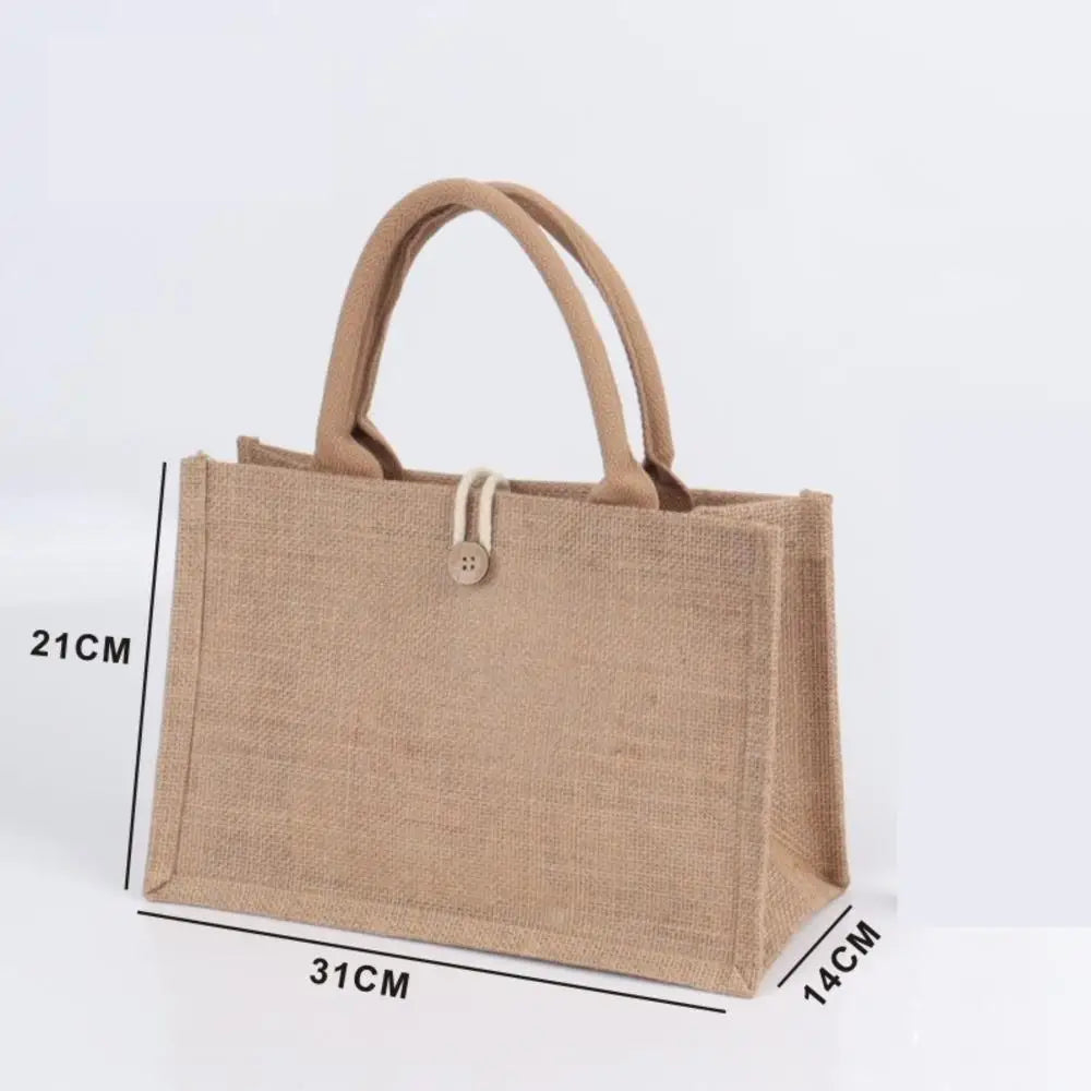 Women Linen Tote Bag Burlap Beach Eco Handbags Portable Top Handle Shopping Bag Large Simple Shoulder Bag Multiple Sizes Handbag