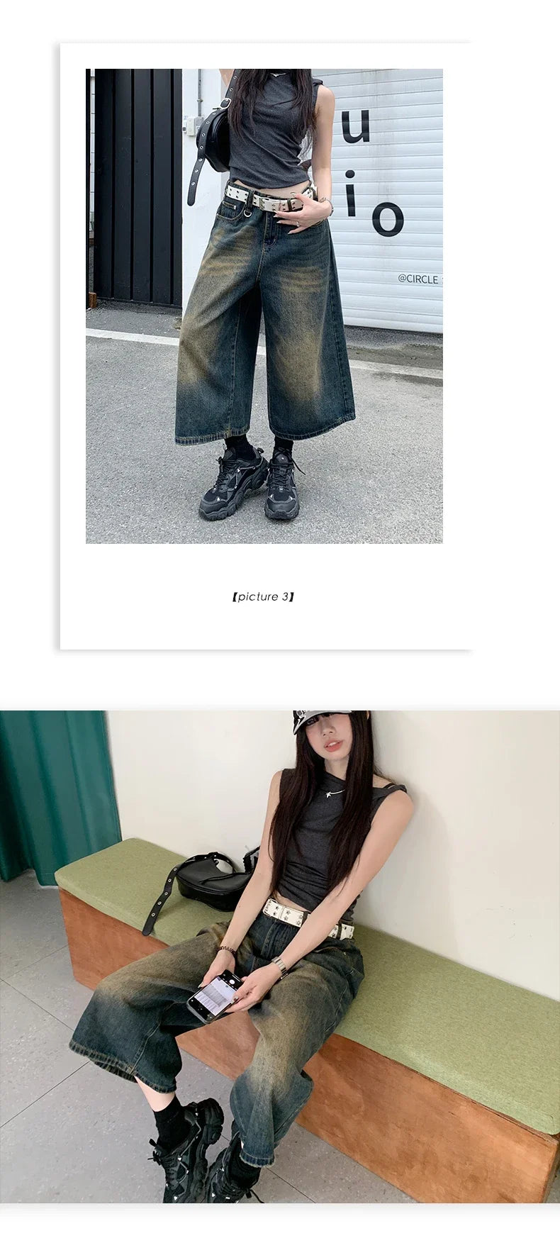 Women's Aesthetic Retro Wide Leg Denim Trouser Harajuku High Street High Waist Loose Jeans 2024 Spring Baggy Casual Fashion Pant