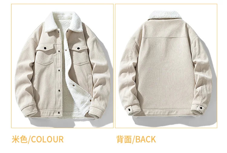 Men's Jackets and Coats Fashion Warm Corduroy Thick Coats 2024 Winter Fashion Men's Coats Down Jackets Men's Cotton Clothing