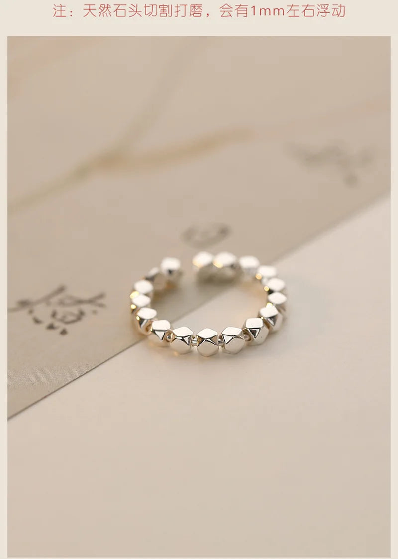 925 Sterling Silver Geometric Rings for Women Wedding Trendy Jewelry Large Adjustable Rings Anillos