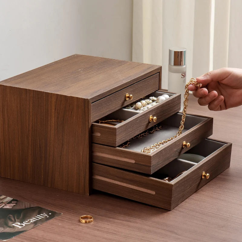 High end exquisite wooden jewelry box, handmade jewelry necklace, jewelry box, bracelet, ring storage box, birthday and wedding