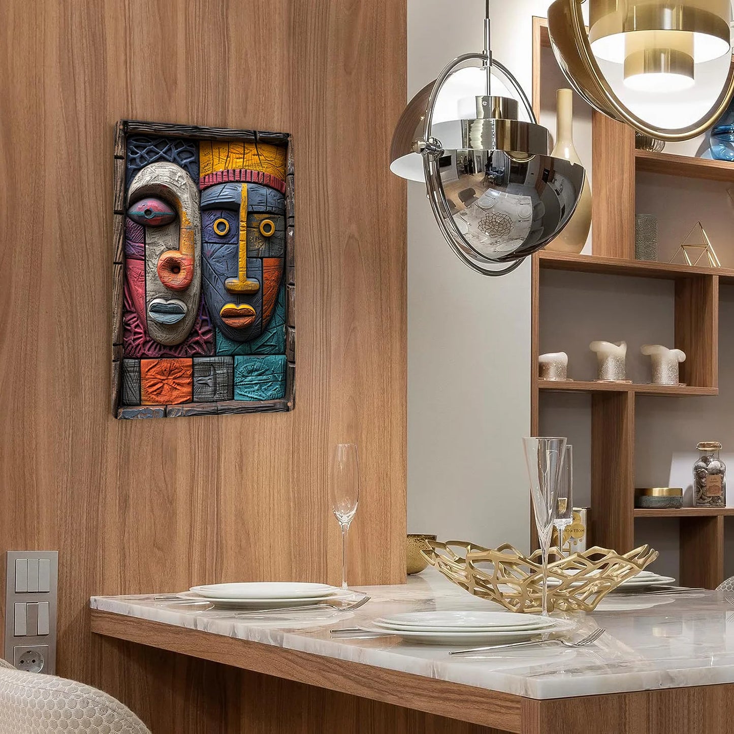 African Tribal Culture Aluminum Wall Art - Moisture-Resistant Metal Decor with 3D Embossed Design for Home, Office & Gift A1323