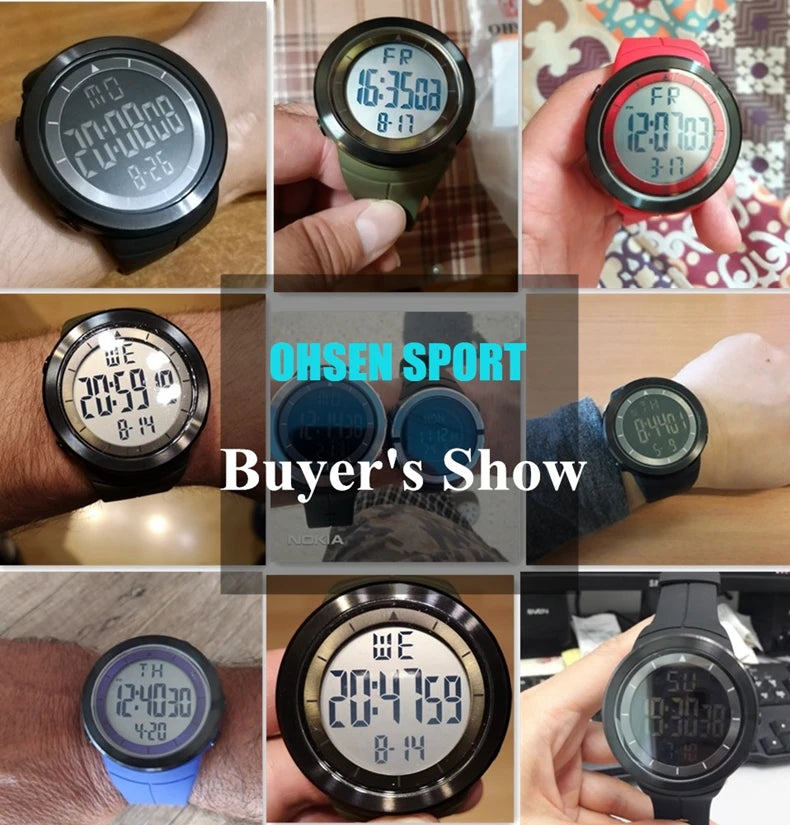 Digital Watches for Men Black 50M Diving Tactical Wristwatch Big Dial Waterproof Electronic Led Military Clocks Alarm Stopwatch