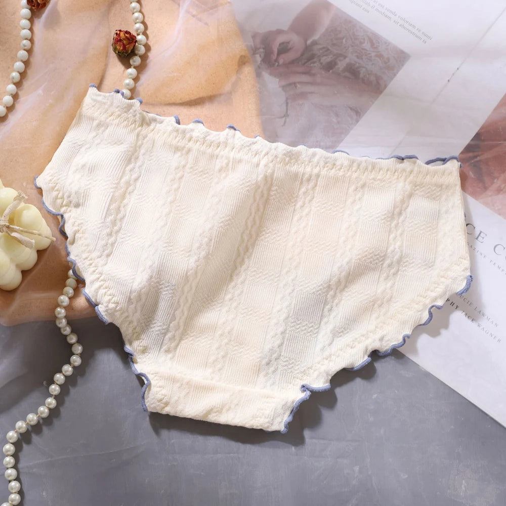 Women underwear Women's Sweet Style Ribbed Mid-Waist Panties Comfortable Breathable Hollow out Underpants Female Underwear Super