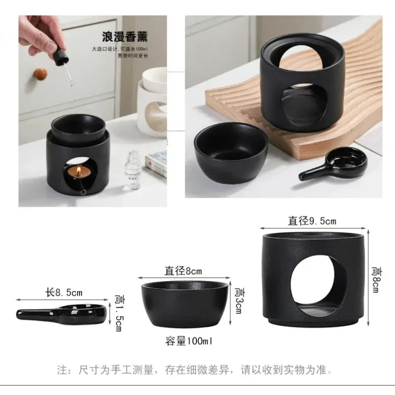3-in-1 Candle Essential Oil Ceramic Craft Incense Lamp Candleholder Aromatherapy Burner Suitable for Home, Office, Wedding
