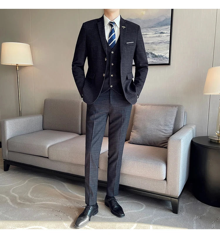 High-quality wedding suit for men, fashionable business, professional groom and best man, handsome two-piece set