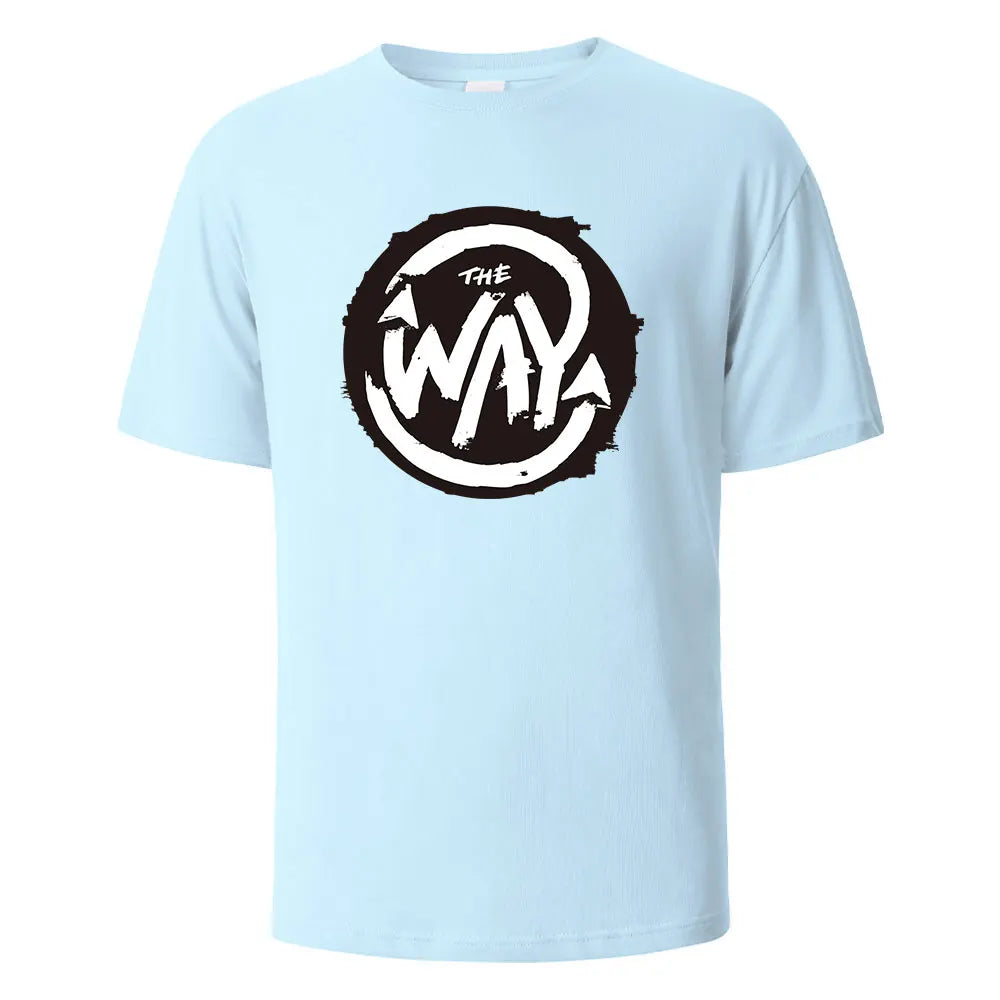 Men's Printed T-Shirt The Way Streetwear 100%Cotton Tops For Men Women Summer Breathable Short-Sleeved Casual O-neck Basic Tees