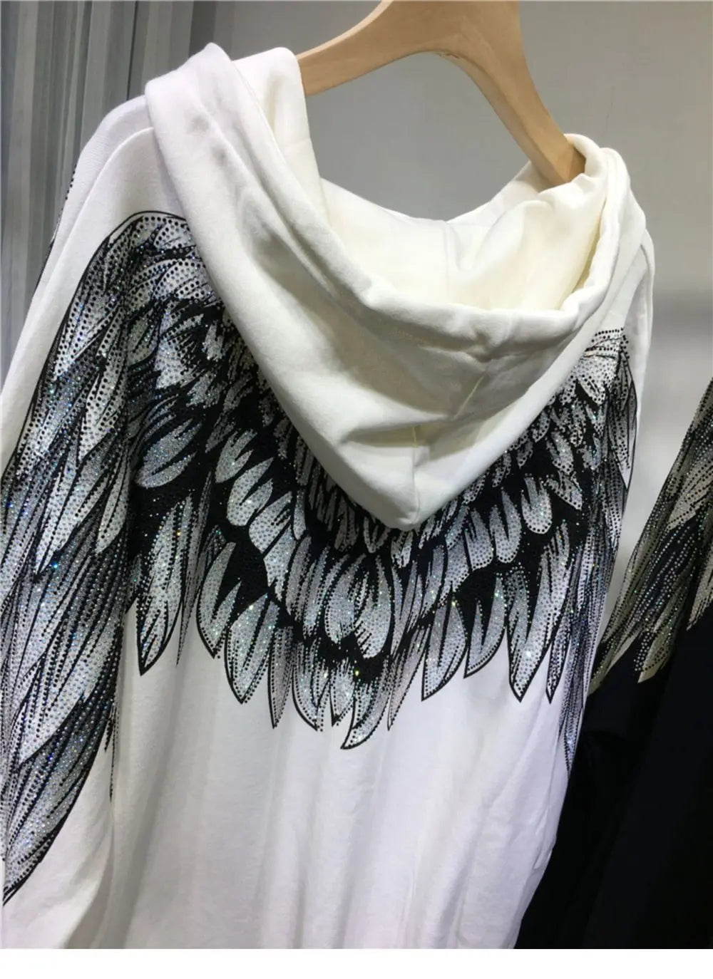Streetwear Hoodie Women Clothing Harajuku Heavy Diamond Wings Hooded Sweatshirts Casual Fashion Hoodies Y2k Tops 2025 Ropa Mujer