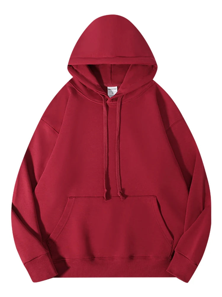 Solid Oversize Hoodies For Women Pocket Casual Loose Hooded Sweatshirt Woman Autumn Cotton Terry Hoodies Women Oversize Pullover