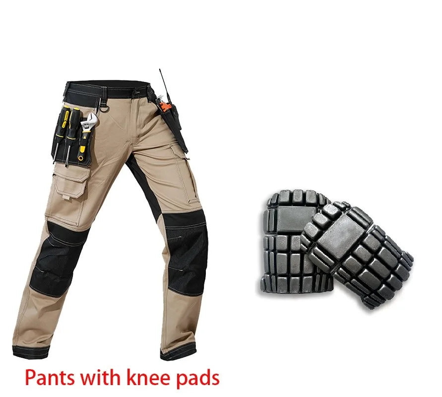 Work Trousers With Knee Pads For Men Cargo Pants Men Workwear Multi-pocket Outdoor Hiking Joggers Pants Functional Pockets Pants