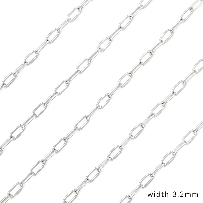 1M Stainless Steel Chain for Men Women Curb Cuban Link Chain DIY Basic Punk Choker Necklace Bracelet Hip Hop Male Jewelry Gift