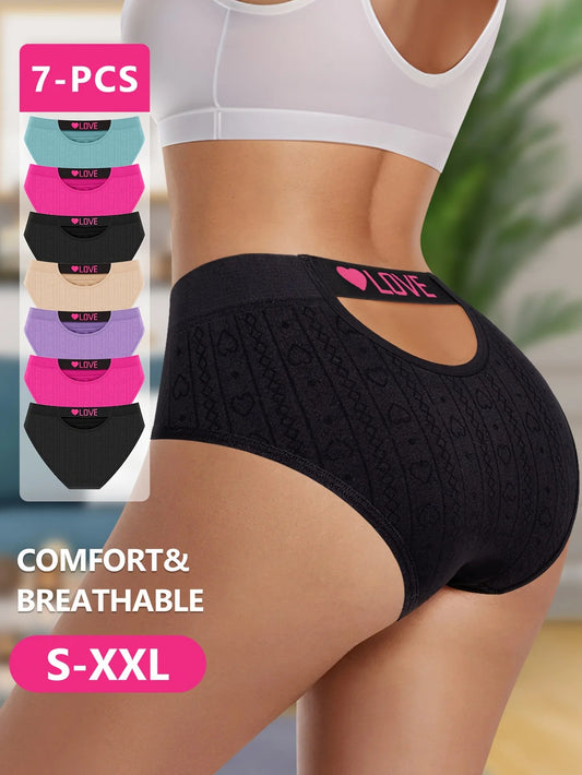 7-Pack of Women's Underwear, Seamless Underwear, Low-Waisted, Seamless, Fashionable Contrasting Colors, Comfortable Fit, Black U