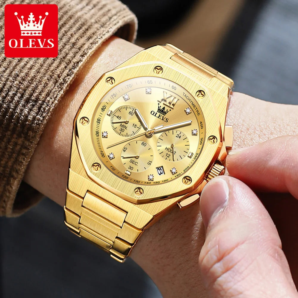 Watches for Men Top Luxury Brand OLEVS Quartz Men’s Watch Sport Waterproof Gold Wrist Watches Chronograph Date Relogio Masculino