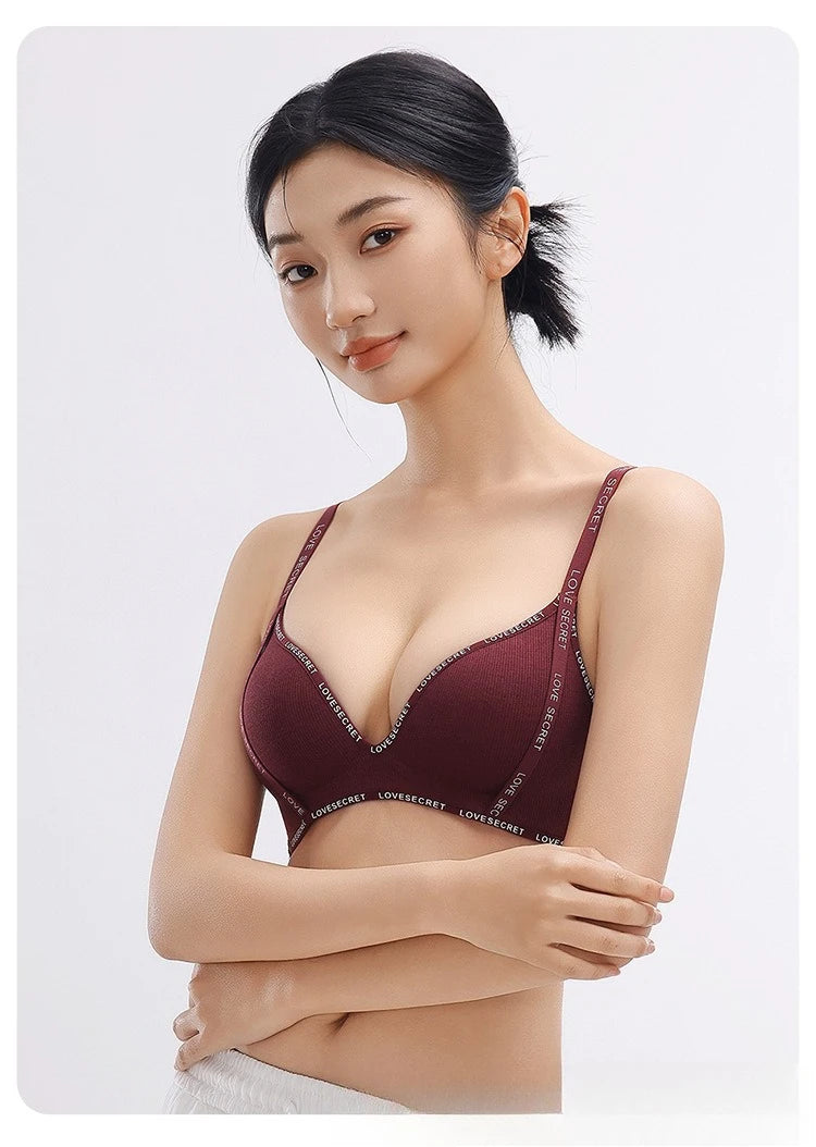 Comfortable Underwear Bar for Women Without Steel Rings Simple Push-up Shoulder Straps Top Up Bra Women's Underwire