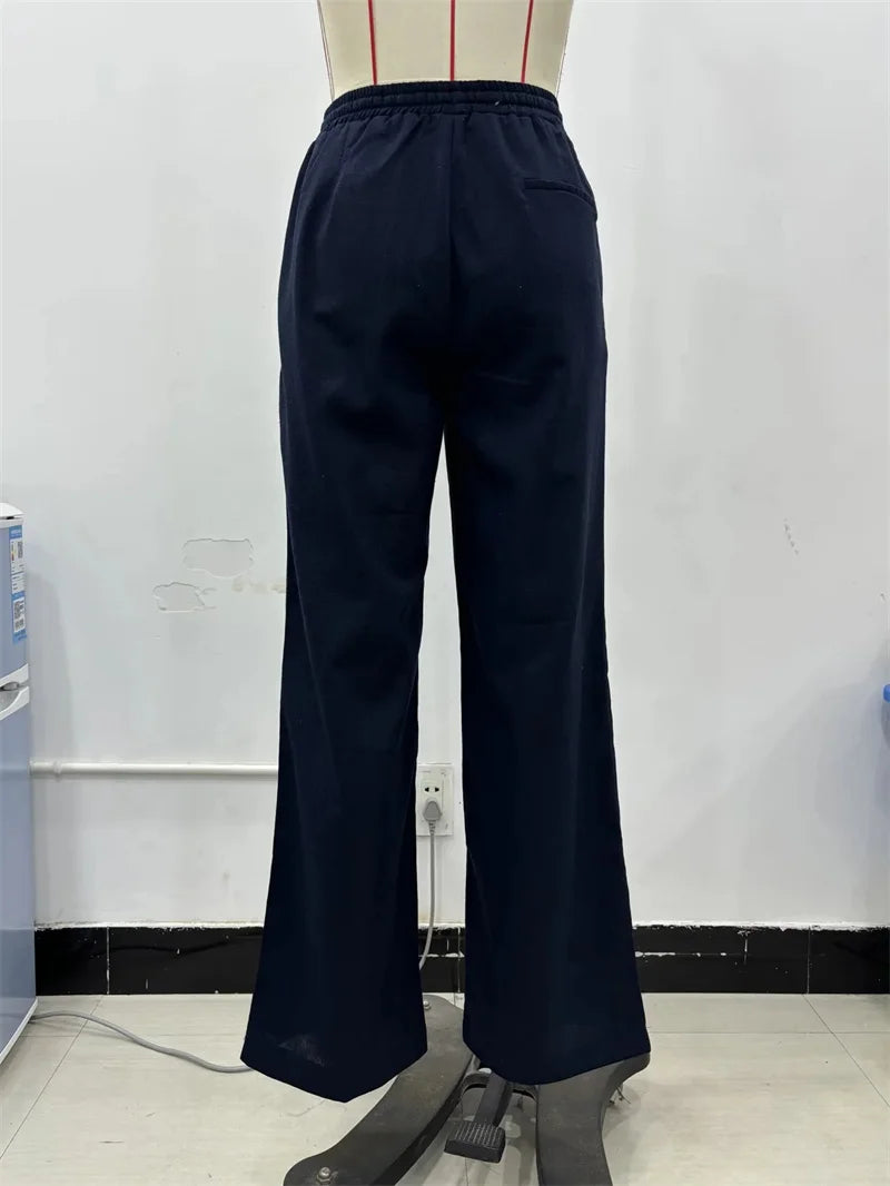 MUJER 2025 Woman Trousers White Black High Waist Pants for Women Pleated Wide Leg Women's Pants Straight Baggy Pants Woman