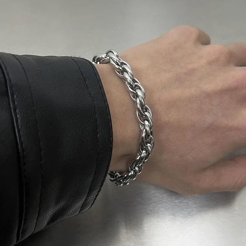 Twisted Chain Bracelet for Men Women Stainless Steel Silver Color Chain Bracelets Bangle Male Jewelry Gift Wholesale