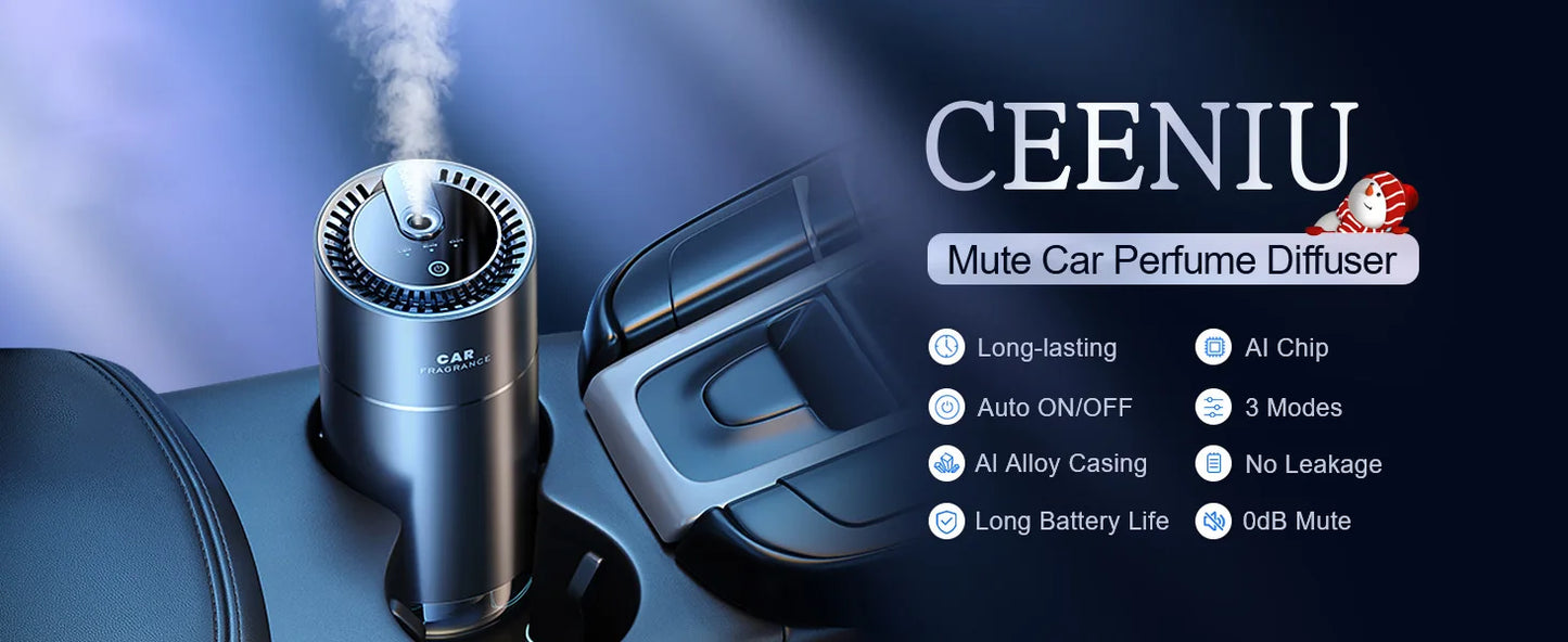 Smart Car Air Fresheners Essential Oils Diffuser Adjustable Concentration Ultrasonic Atomizer Automatic On/Off Smell Distributor