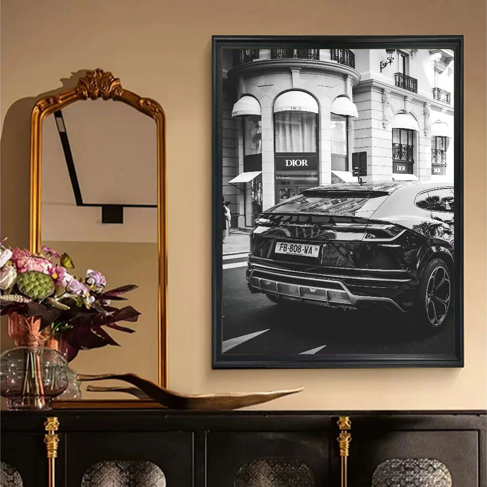 Modern Fashion Wall Art Simple Black And White Luxury Car Poster HD Posters Home Room Bar Cafe Decor Art Wall Painting Picture