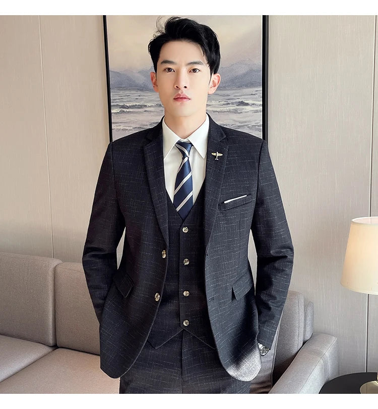 High-quality wedding suit for men, fashionable business, professional groom and best man, handsome two-piece set