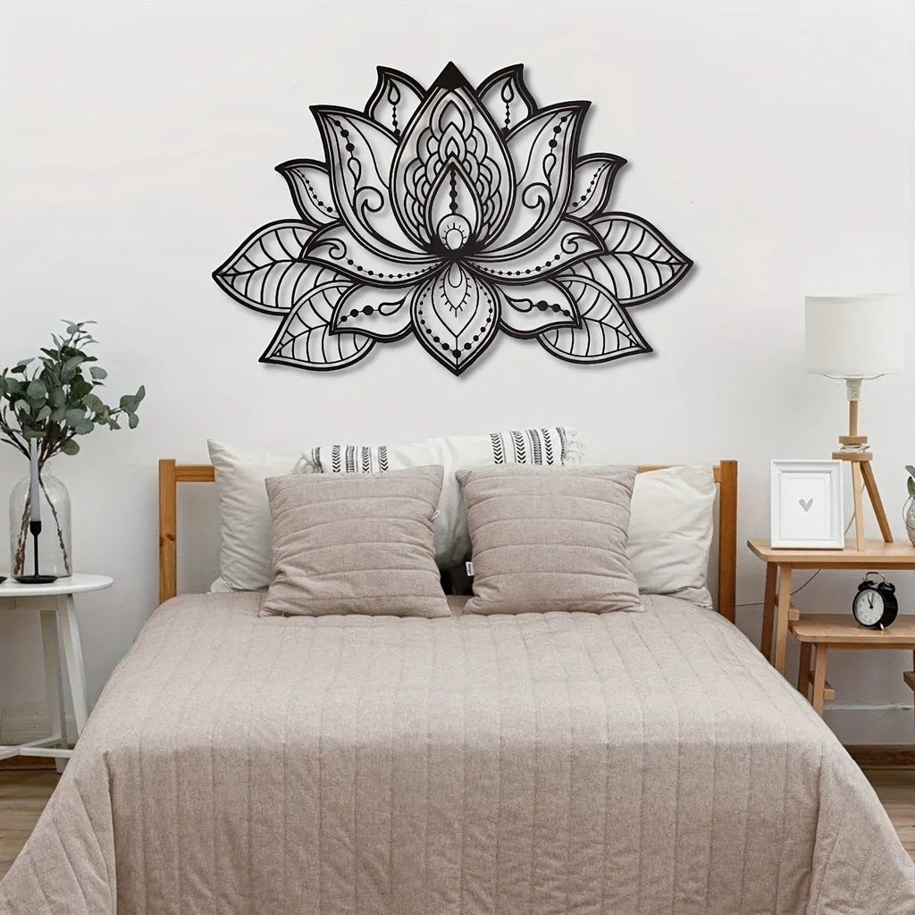 HelloYoung Mandala Wall Art, Lotus Flower Mandala Metal Wall Art, Metal Wall Art Spiritual Deco, Wall decor metal wall hanging，