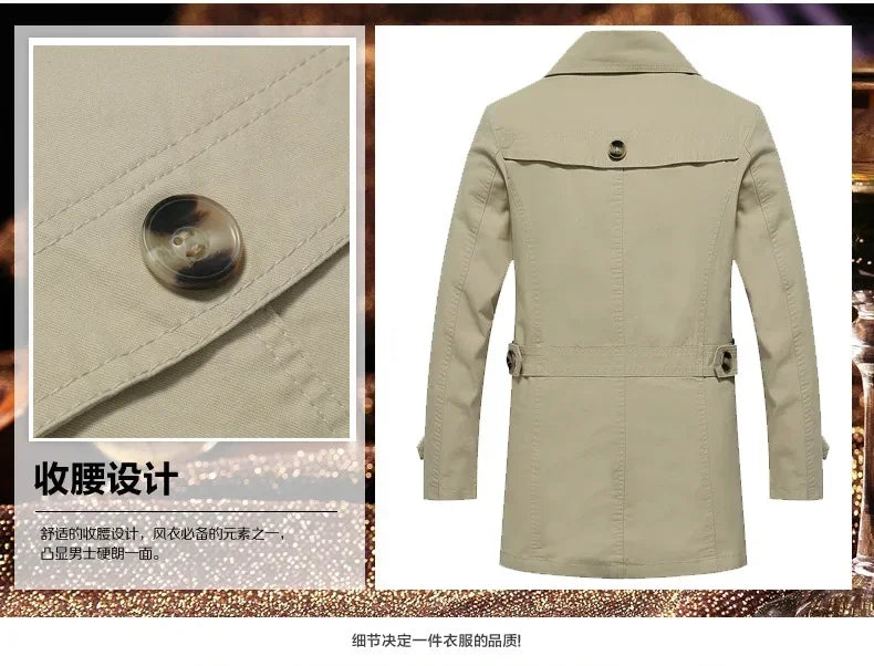 Coat Thick warm Jackets mens Windbreaker Brand Mens Clothing New fleece Men Long Trench Coats Mens Casual Outerwear Classic Long