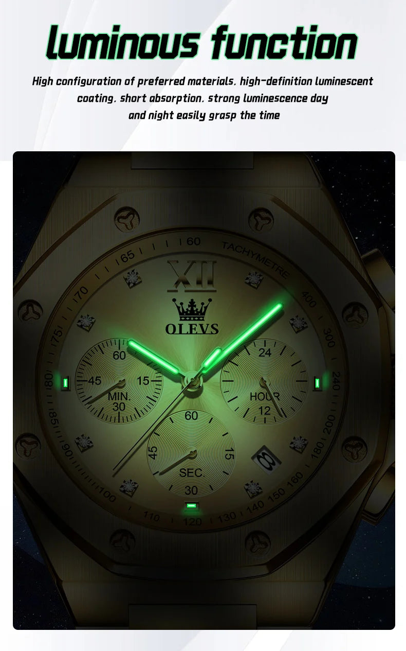 Watches for Men Top Luxury Brand OLEVS Quartz Men’s Watch Sport Waterproof Gold Wrist Watches Chronograph Date Relogio Masculino