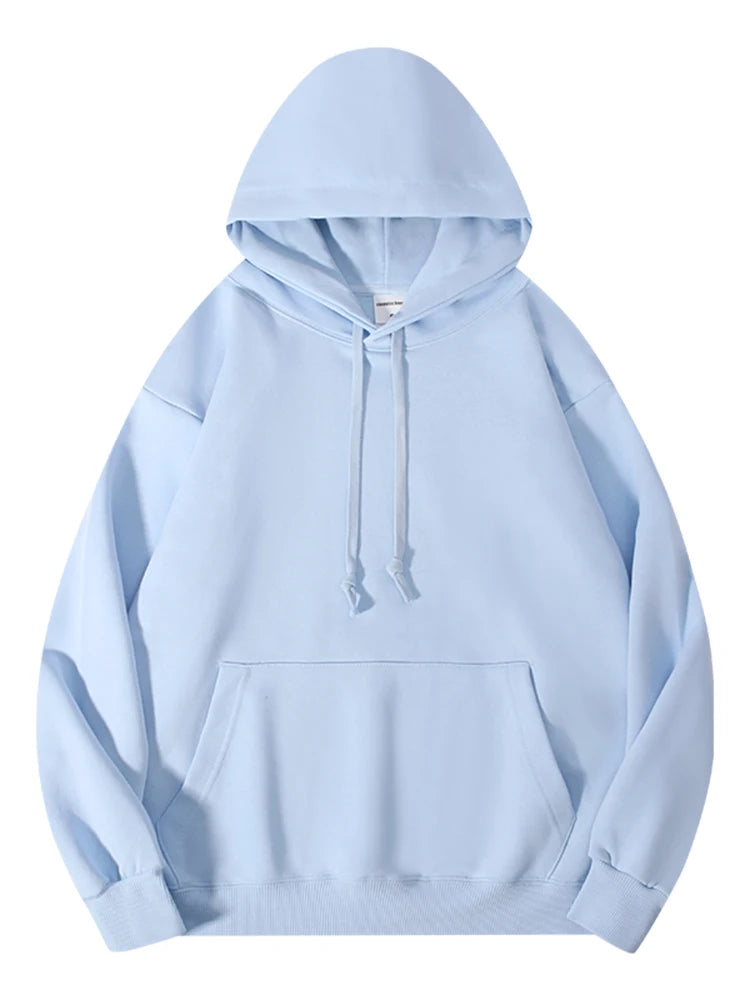 Solid Oversize Hoodies For Women Pocket Casual Loose Hooded Sweatshirt Woman Autumn Cotton Terry Hoodies Women Oversize Pullover