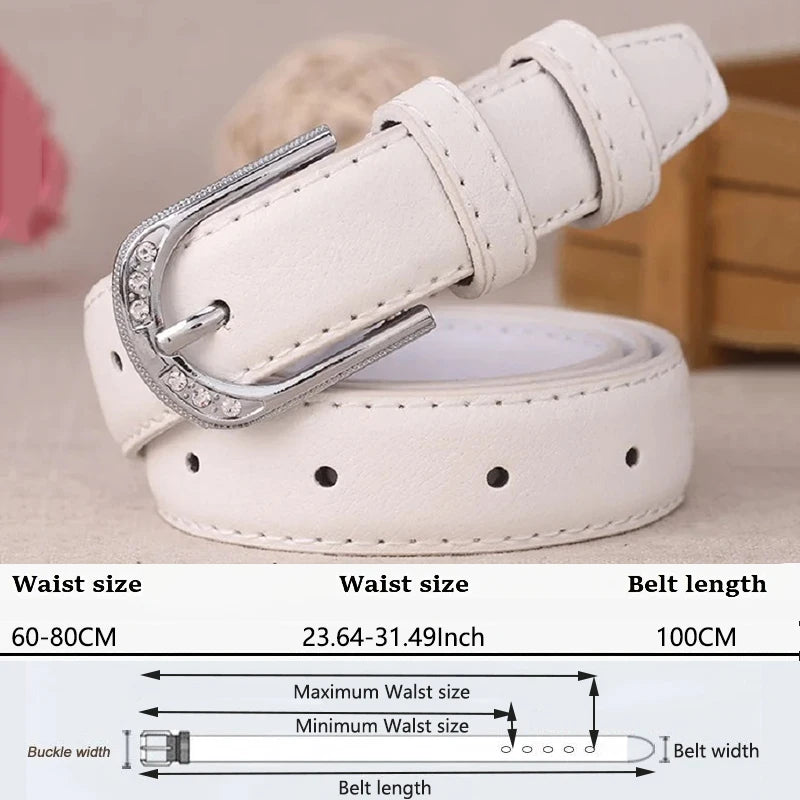 Women's Trousers Belt PU Leather Trend White Belt Fashion High Quality Trouser Belt Solid Vintage Pin Buckle Ladies Strap DT067
