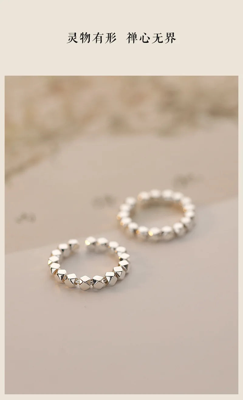 925 Sterling Silver Geometric Rings for Women Wedding Trendy Jewelry Large Adjustable Rings Anillos