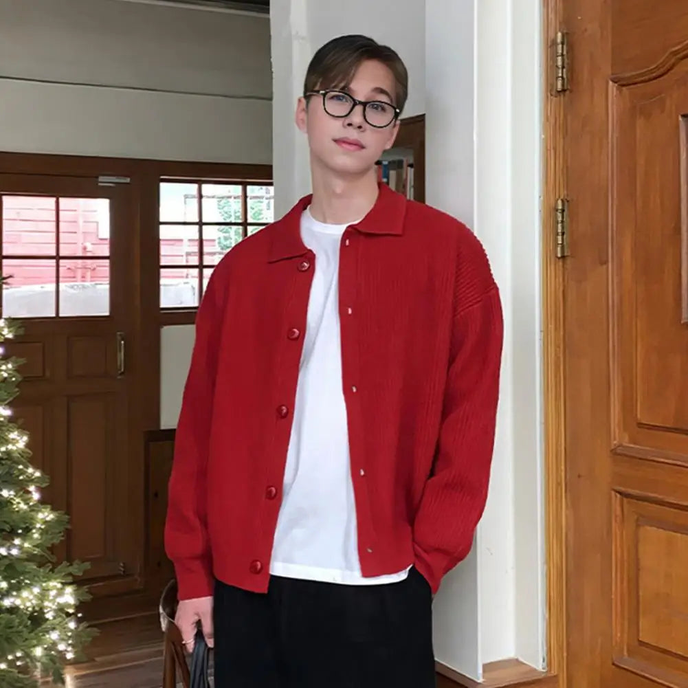 Men Sweater Coat Korean Fashion Knitted Coats Men Streetwear Slim Fit Casual Cardigan Coats