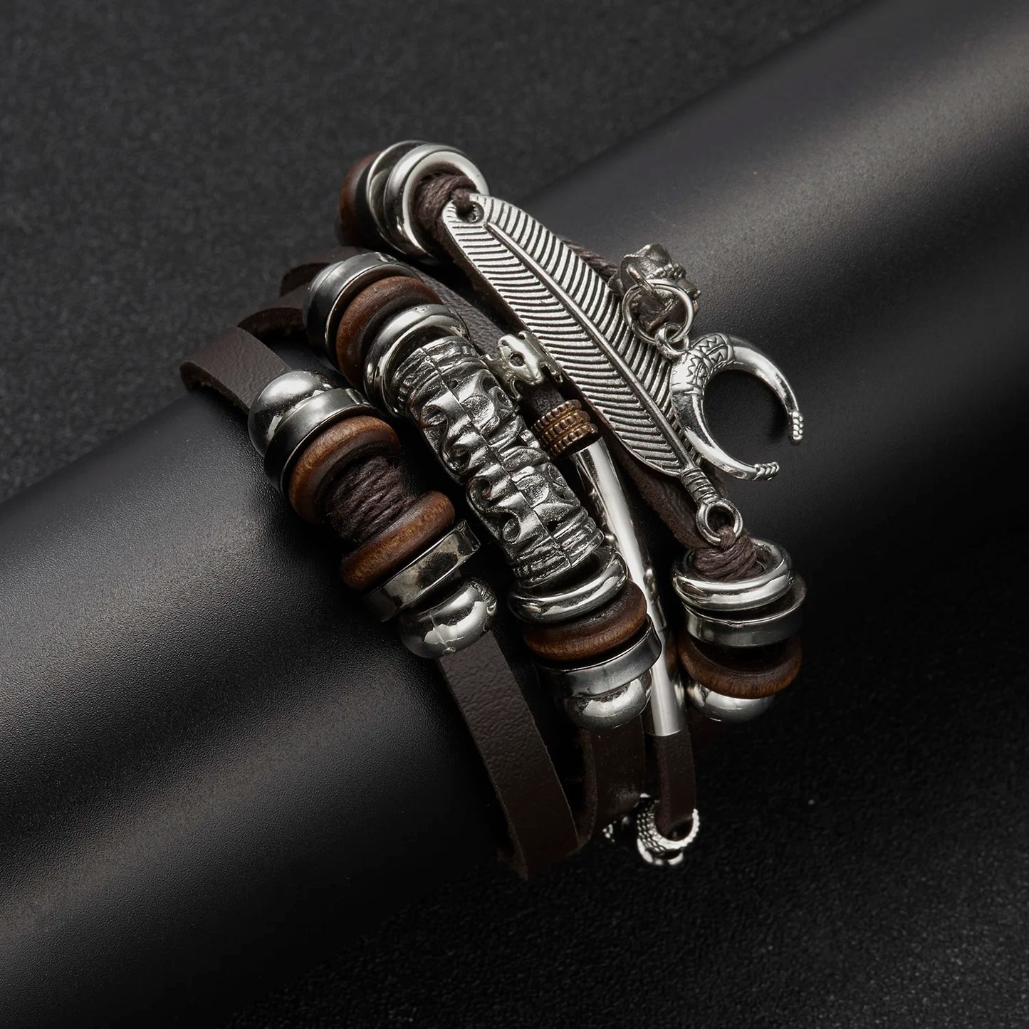 Trendy Leather Bracelets Men Women Vintage Brown Multilayer Braided Rope Bracelets Charm Wrap Wristbands Jewelry Pulsera Hombre