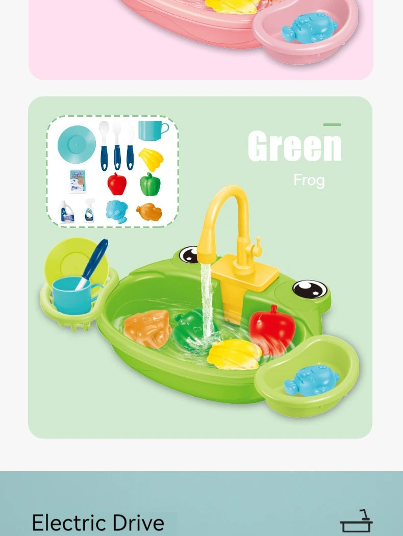 Children Play House Simulated Kitchen Dishwasher Sink Hand Basin Electric Circulating Water Kitchen Set Boy Girl Idea Kids Toys