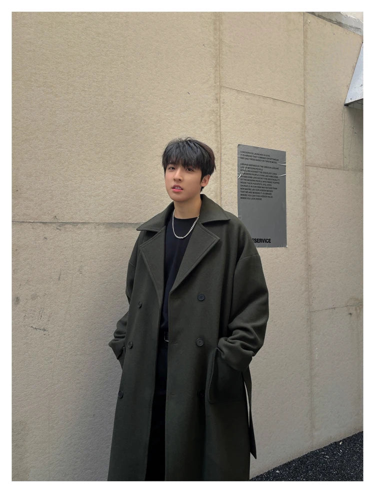 Long Coats for Men Woolen Jackets 2024 Winter Thicken Coat Trench Coats Korean Vintage Loose Heavy Jackets Men Leisure Overcoat