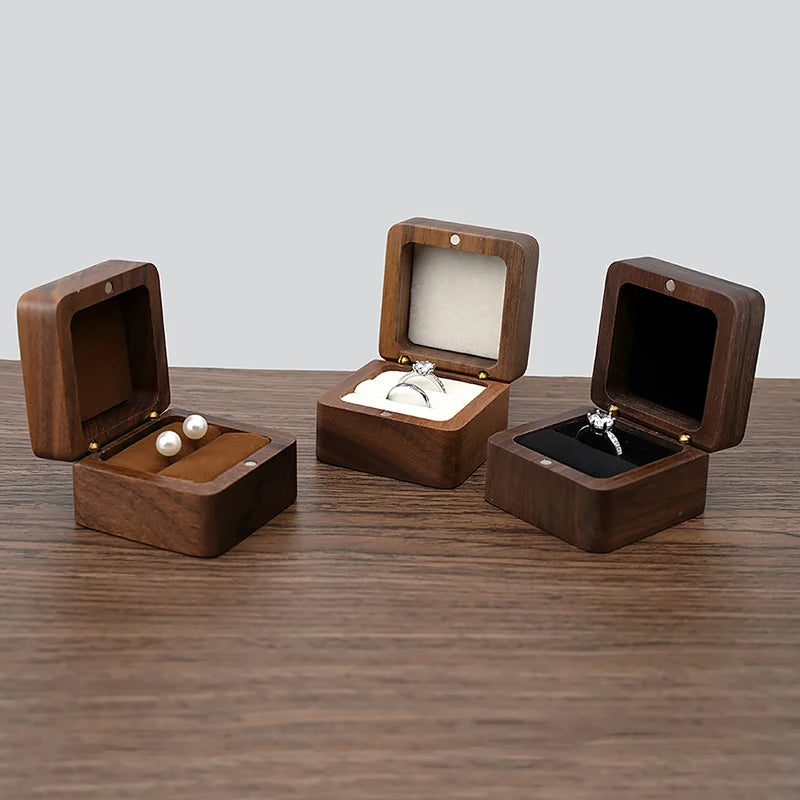Wood Jewelry Box Wedding Ring Box Earring Rings Organizer Box Gift Package Case Portable Jewelry Organizer