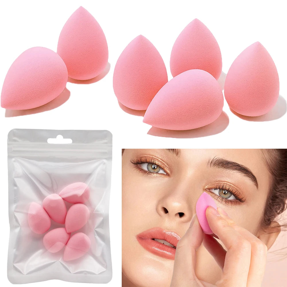6pcs Mini Makeup Sponge Powder Cosmetic Puff Dry and Wet Sponge Concealer Liquid Foundation Beauty Women Make Up Accessories