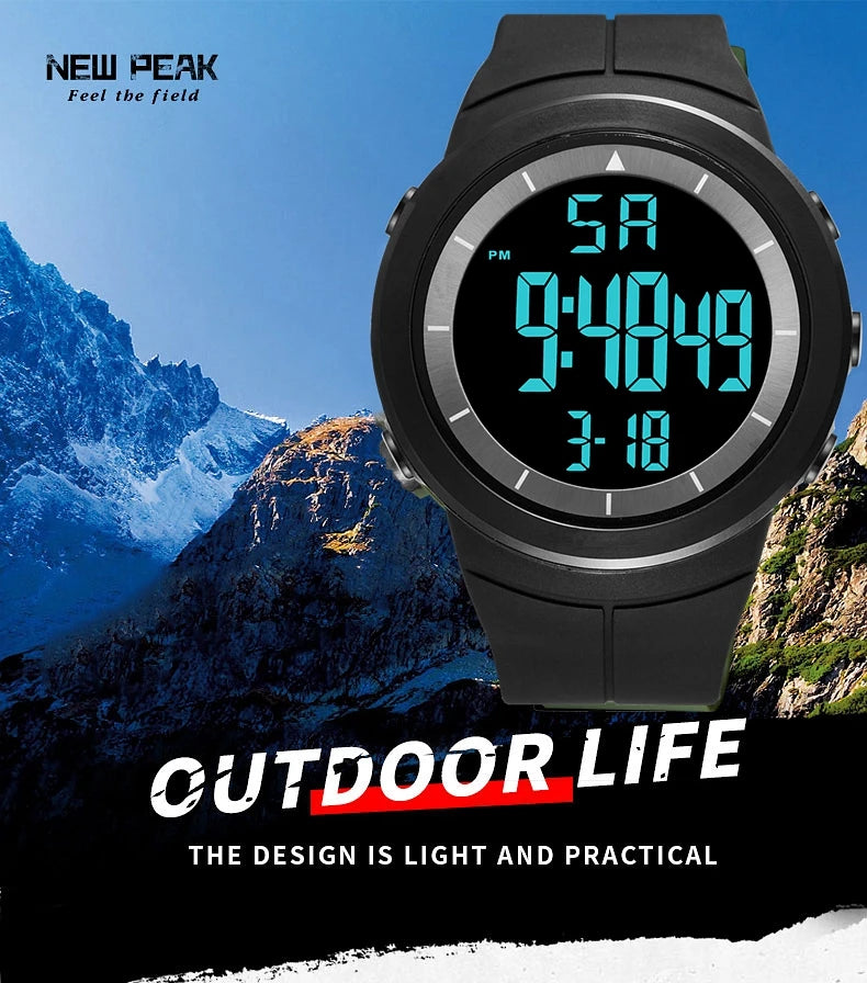Digital Watches for Men Black 50M Diving Tactical Wristwatch Big Dial Waterproof Electronic Led Military Clocks Alarm Stopwatch