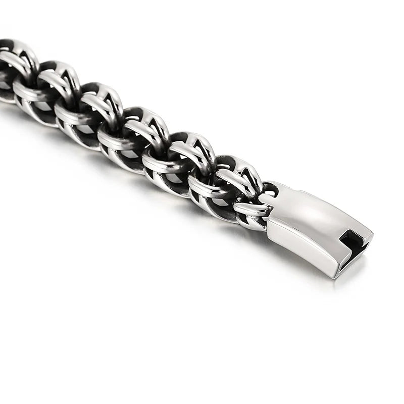 Twisted Link Chain Men Bracelet Mens 9 Inches Stainless Steel Hand Geometry Chain Armband Biker Hip Hop Bracelet Jewelry