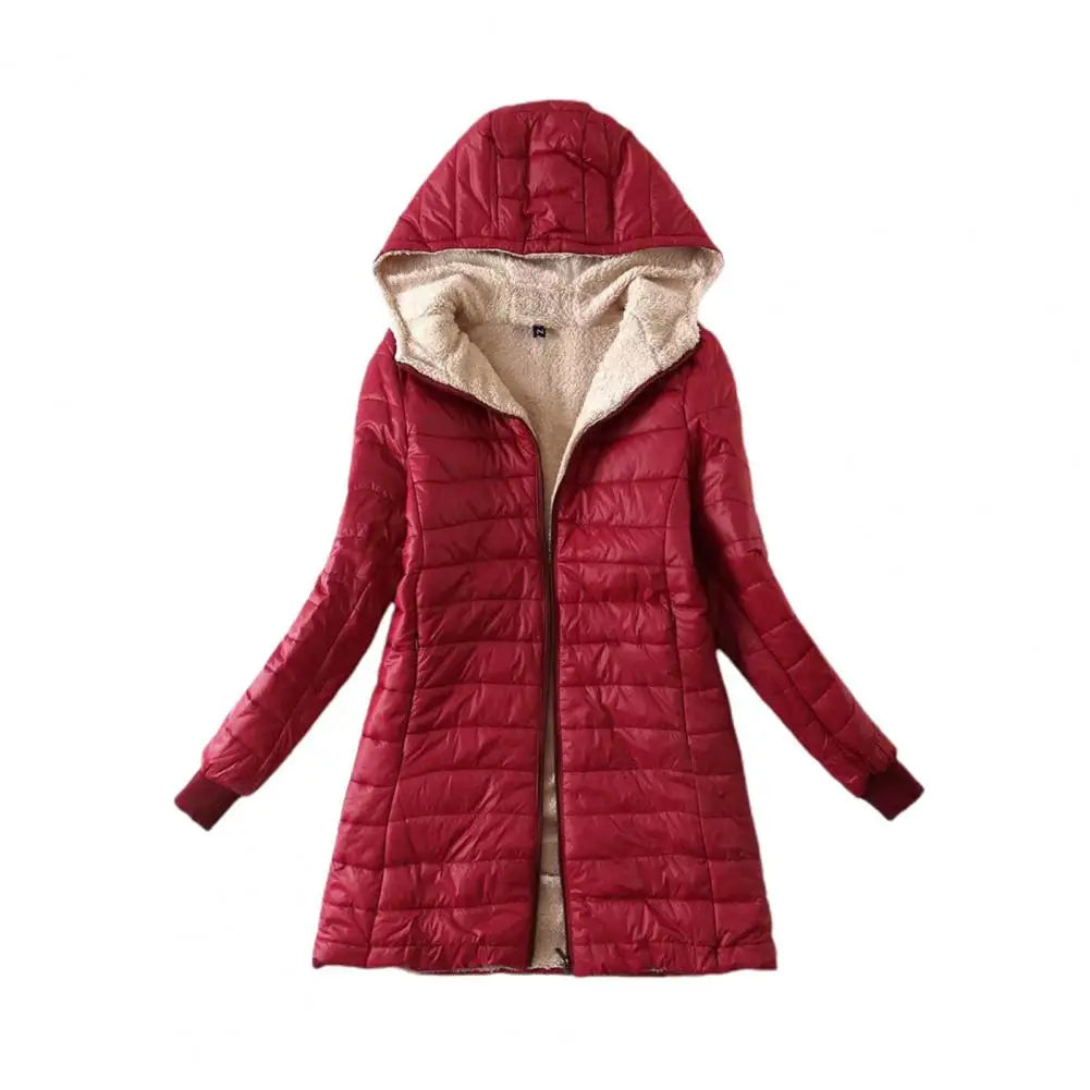 Soft Women Coat Casual Wear Plush Lining S-2XL Autumn Winter Mid-length Jacket  Women Mid-length Coat Keep Warm