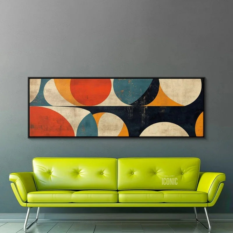 Mid Century Modern Wall Art Canvas | Unframed Bauhaus Print | Wide Panoramic Wall Art for Living Room Canvas | Abstract Wall Art