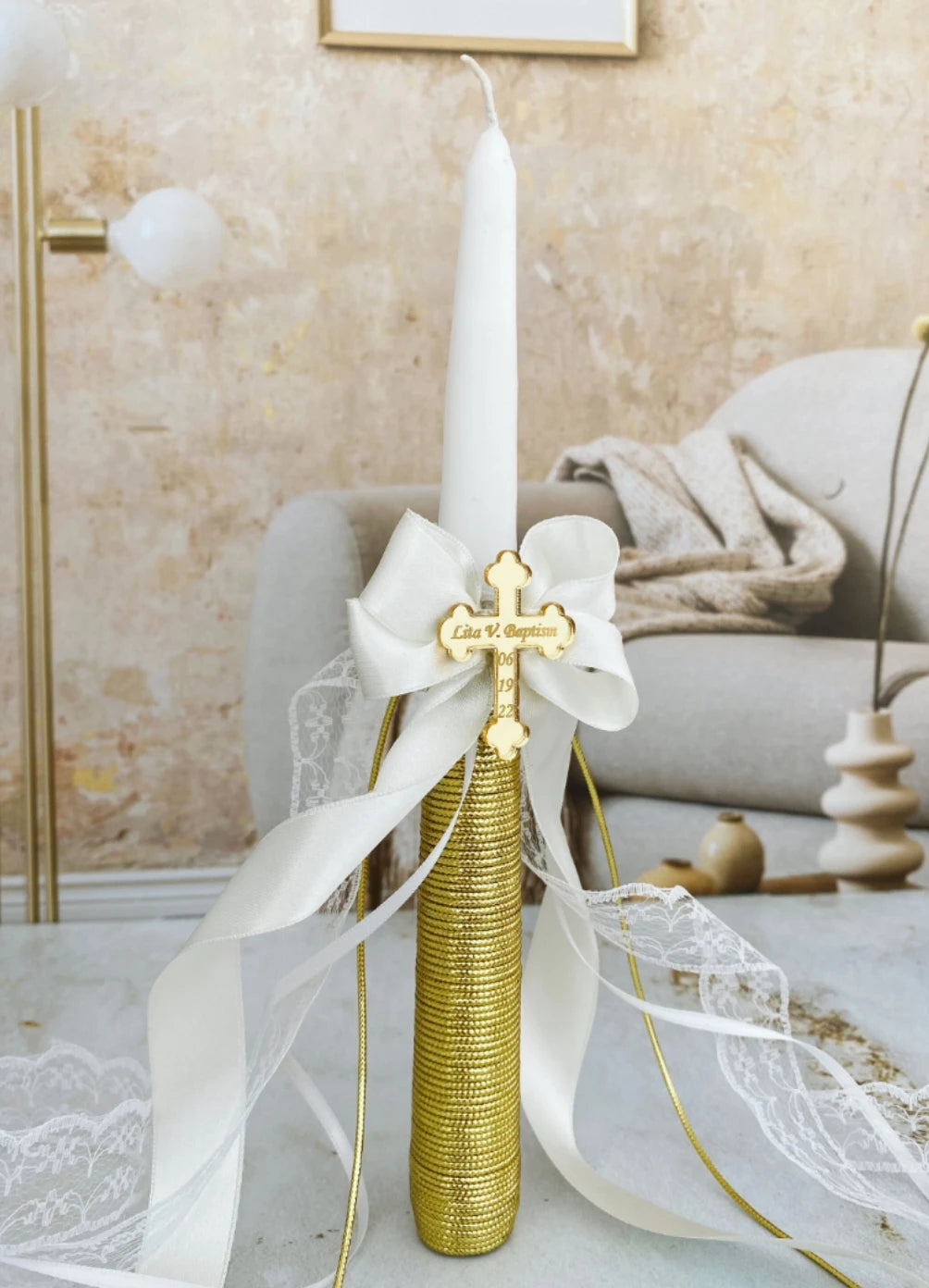 Personalized Christening Baptism Candle, Ceremony Candle, First Communion Candle, Christening Taper Candle, Confirmation Candles